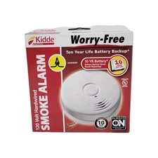 New kidde Worry-Free Smoke Alarm Ten Year Life Battery Backup Model i12010S