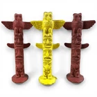 Vintage Marx Fort Apache Indians Lot of 3 Totem Poles Plastic Toys Brown Yellow
