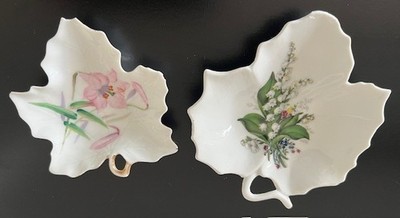 Set of 2 FWW Ocuupied Japan Ring dish Limoges France Lily of the Valley LOOK