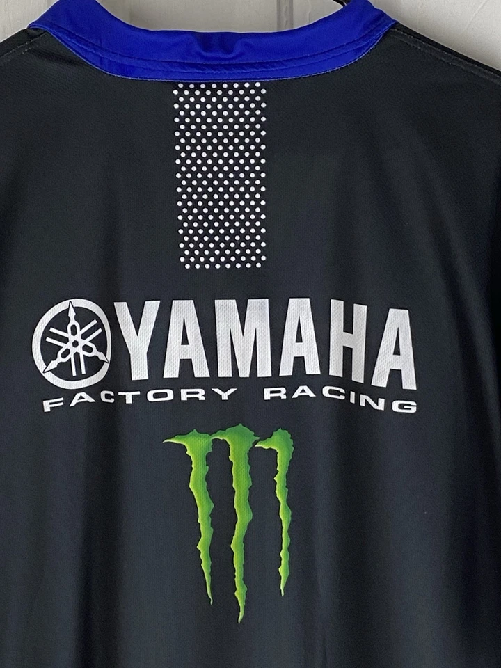 2XL 雅马哈工厂赛车队黑色短袖 Polo 衫带赞助商标志 — 第 3/4 张图片