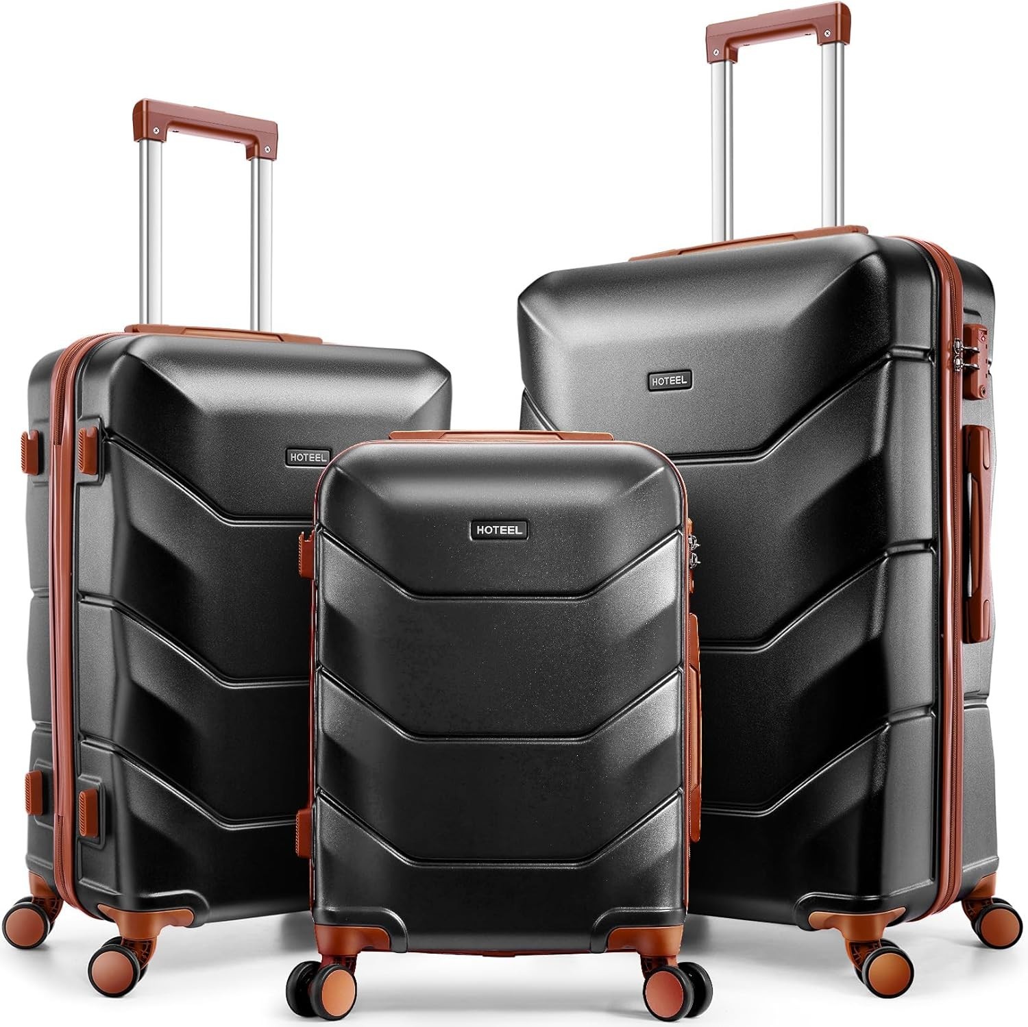 Set, 3 Piece Abs Hardshell Suitcase With Spinner Wheels Tsa 