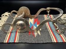 VINTAGE Crockett Scalloped Silver Concho Horse Curb Bit w/ Rein Chains