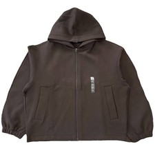 Uniqlo U Sweat Full Zip Hoodie Dark Brown Women's Size XL