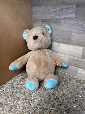 B Softies Plush Brown Tan Soft Cuddly Teddy Bear Stuffed Animal Blue Paws