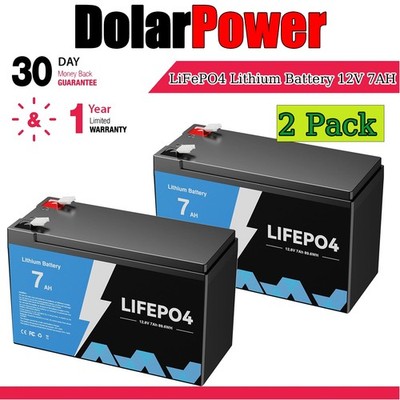 12V 7AH LiFePO4 Deep Cycle Lithium Battery BMS 5000+ Cycle for Solar RV Off-grid