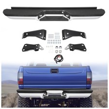 Chrome Steel Rear Bumper Assembly Compatible with 1988-2000 Chevy Silverado GMC