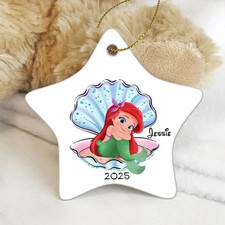 Custom Ariel Princess Little Mermaid Valentine Day 2D Ceramic Ornament