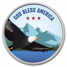1 oz Silver Colorized Round - APMEX (God Bless America, Eagle)