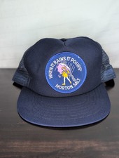 80s Morton Salt Co Snapback Trucker Mesh Patch Hat Made In USA Good Condition