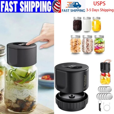 #ad #ad Black Mason Genie Vacuum Sealer Electric Kit for Wide Regular Mason Jar $15.49