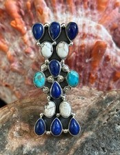 Statement Turquoise Multistone Southwestern Sterling Silver Ring