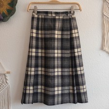 Charter Club Petites Plaid Wool Midi Wrap Skirt Academia Vintage Size 2 England