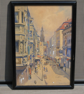 Aquarell (Dresden 1898), ''Schloßstrasse mit Turm der kath. Hofkirche''