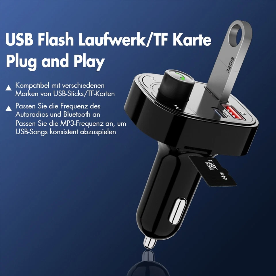 FM Transmitter Auto Bluetooth Kfz Radio Adapter PD+Dual USB Ladegerät für Handy✅ - Bild 4 von 4
