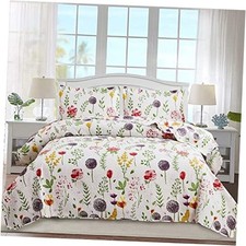 Floral Quilt Sets Size Reversible Countryside Bedspread Full/Queen White
