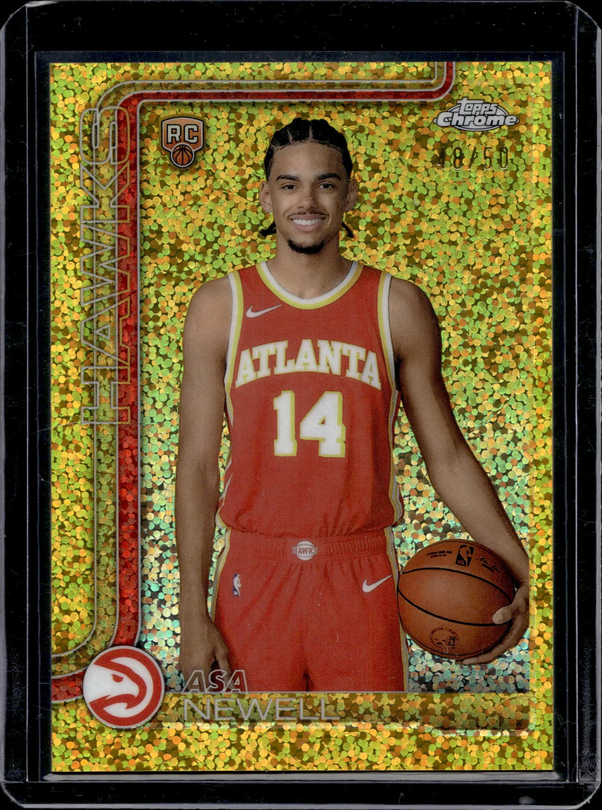 2025 Topps Chrome Asa Newell #273 Rookie Variation Gold Speckle Refractor /50 RC