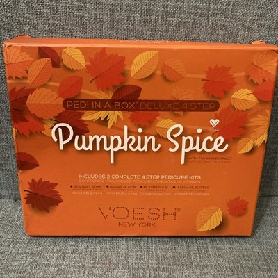VOESH Pumpkin Spice Pedi in a Box 2 Complete 4 Step Pedicure Kit Vegan K Beauty