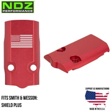 NDZ S&W Shield Plus Optic Ready Sight Cover Plate Smith & Wesson Aluminum Red