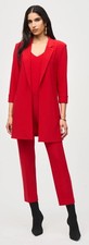Joseph Ribkoff Open Front Hip Length Long Sleeve Lipstick Red Blazer Size 2 285