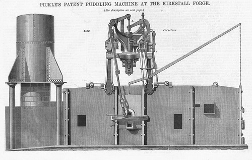 KIRKSTALL FORGE Pickle's Patent Puddling Machine 2 x Engineering Prints 1874