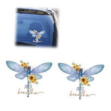 Just Breathe Dragonfly Car Sticker Decal, Vinyl Waterproof Automotive 2PCS
