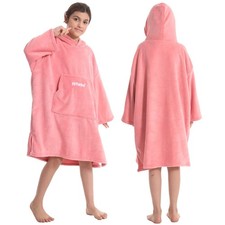 Kids Towel Changing Robe: Soft Plush Wearable Blanket - Warm Coral Fleece Hoo...