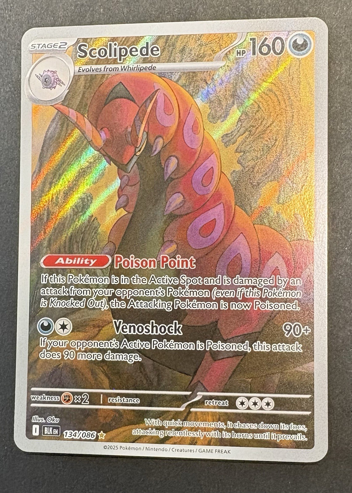 Pokemon Scolipede 134/086 Black Bolt Illustration Rare Holo NM