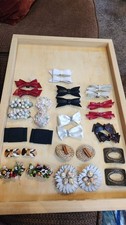 Lot of 15 Vintage Shoes Clips Flowers Leather Rhinestone ,metal
