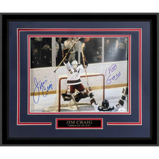 Jim Craig Autographed 1980 USA Hockey Celebration Deluxe Framed 11x14 Photo 