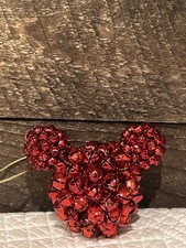 Disney Parks Mickey Mouse Red Jingle Bells Ornament Head And Ears