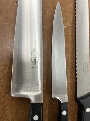 F. Dick Knife Set 3 Pc Chef Bread Utility Germany Stainless Steel