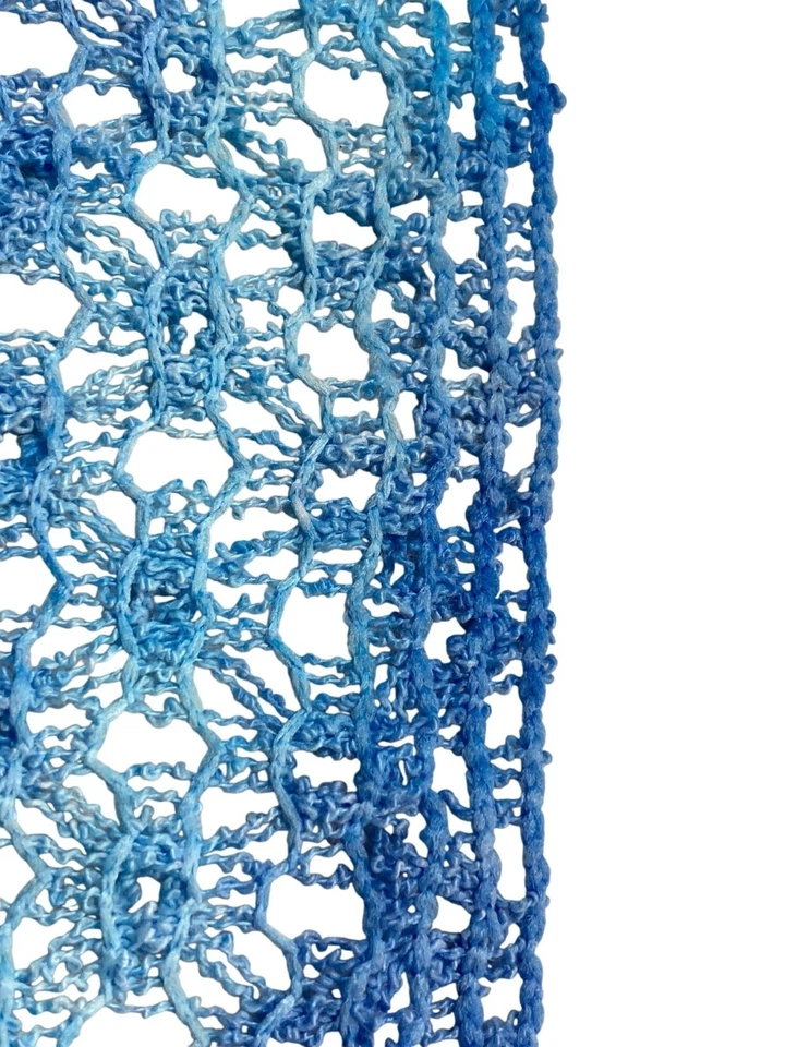 Tela Vintage 5 Yardas Tejido Crochet Encaje Look Azul Degradado Foto 4 de 4