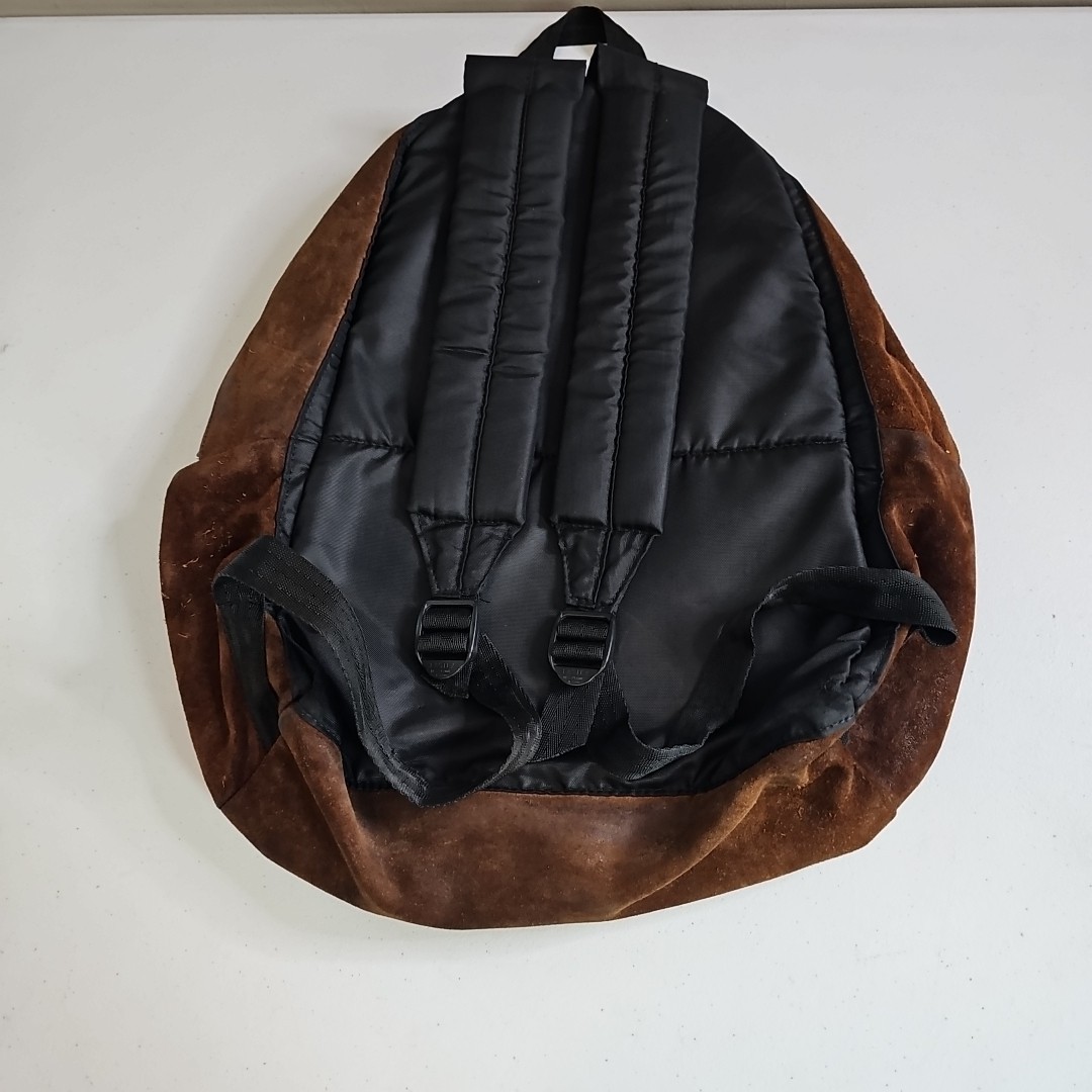 Vintage Eastpak Suede Leather Backpack Made In USA 80s 90s Brown