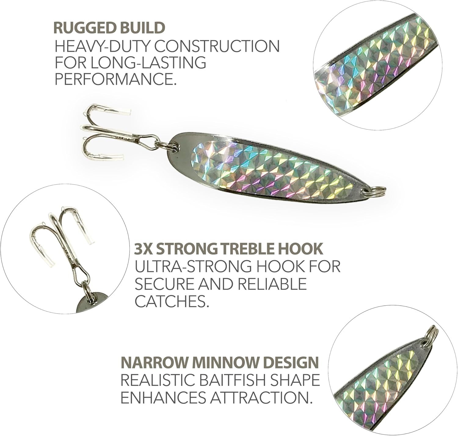 Crocodile Fishing Spoons - 3oz Silver Set, Ideal for Anglers of All Levels - Image 5