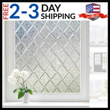 Window Privacy Film Decorative Frosted Glass Window Film, Sun Blocking Staine...