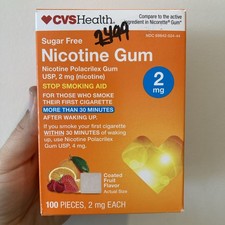 Exp 2028 CVS Sugar Free Nicotine Gum Coated Fruit 2mg 100 Pieces