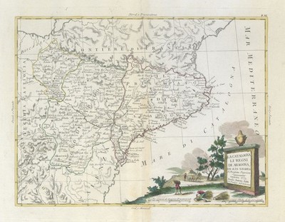 ''La Catalogna, li Regni di Aragona, ed Alta Navarra''. NE Spanien. ZATTA 1779 Karte