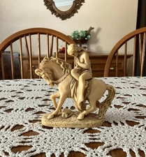 Vintage Lady Godiva on a Horse Resin Figurine Unbranded Copyright 1956