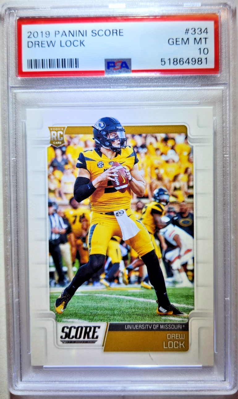 2019 Score - Rookie Drew Lock #334 (RC) PSA 10 Gem Mint Missouri / Seahawks