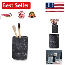 Durable Black Marble Toothbrush Organizer - Ideal for Bathroom Makeup Brushes
