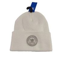 New Adidas Originals Unisex Tall Resort Beanie Hat White / Stone Gray Logo