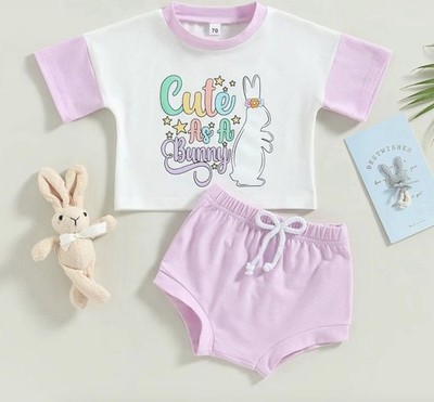 New Boutique Easter Cute as a Bunny Easter Bunny Girls Purple Set,  18-24M