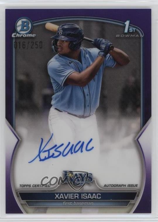 2023 Bowman Chrome Prospect Purple Refractor /250 Xavier Isaac #CPA-XI Auto 0if0
