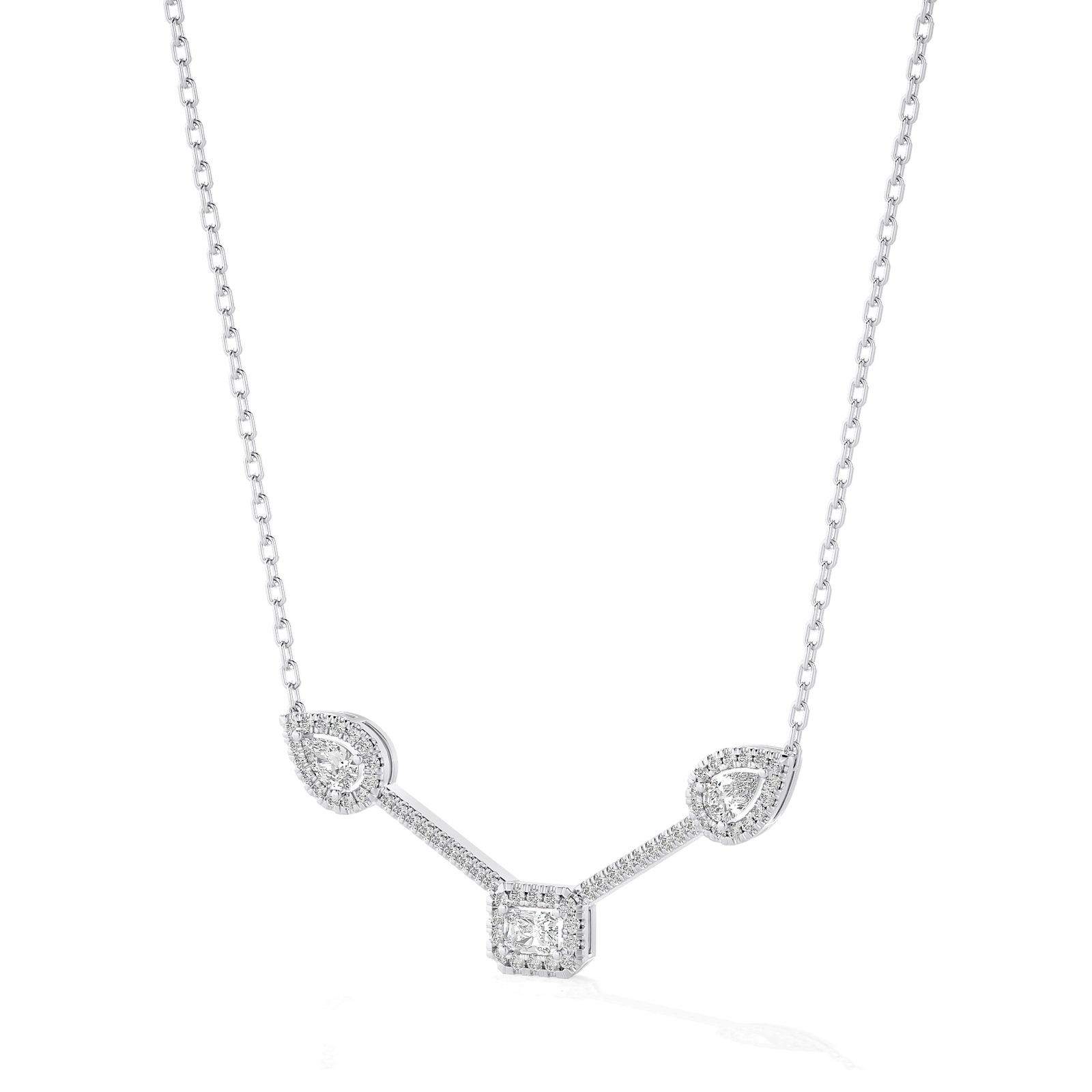 Diamond Club 1.0Ct Pear & Oval Lab Grown Diamond Necklace 14K Gold (VS, F)