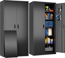 Garage Storage Cabinet with Lock, Lockable Metal Storage Cabinet for Office Home