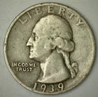 1939 S Washington Silver Quarter Very Fine Circulated VF 25c Coin San Francisco
