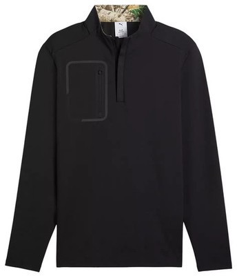 PUMA X REALTREE Men's Golf 1/4 Zip Pullover Shirt Black UV Protection Size Small