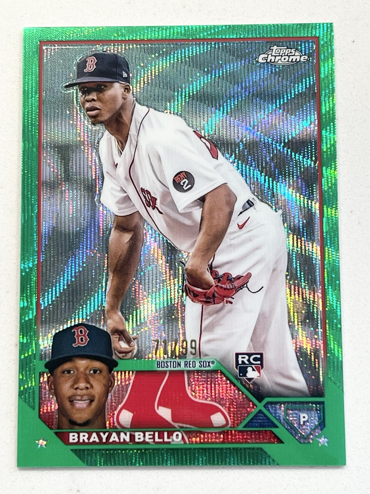 Brayan Bello 2023 Topps Chrome Rookie Green Wave  Refractor /99 (RC) #57