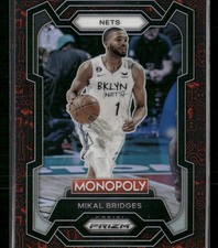 2023-24 Panini Prizm Monopoly #10 Mikal Bridges Monopoly Man Red Pattern