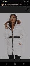 Bench Longline Belted White Puffer Jacket Size 12 New with Tags